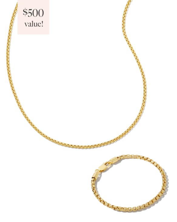 Beck Box Chain Gift Set of 2 in 18k Yellow Gold Vermeil