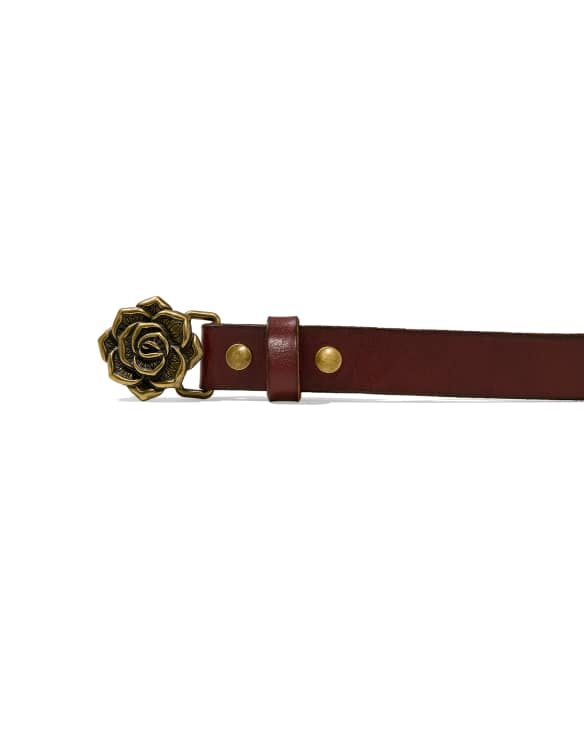 Rose Buckle Belt in Cognac Leather