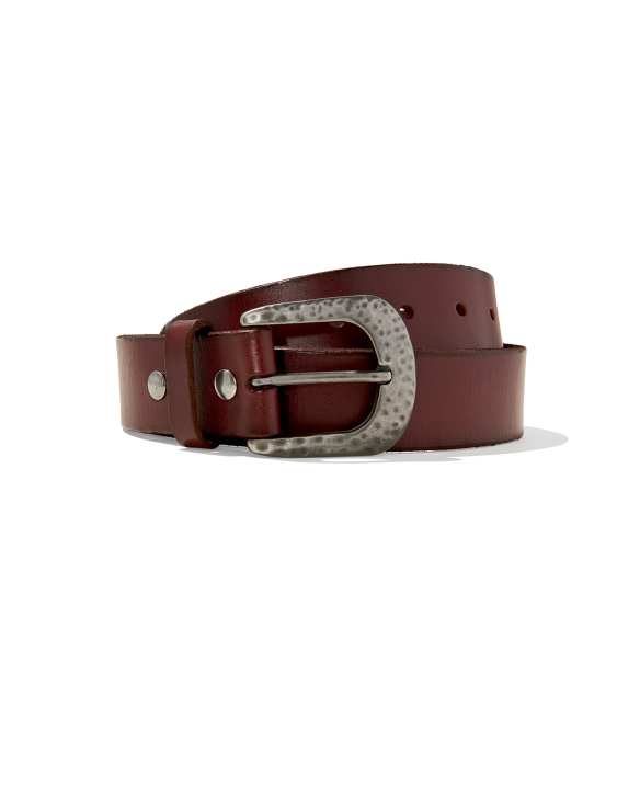 Hammered Buckle Belt in Cognac Leather