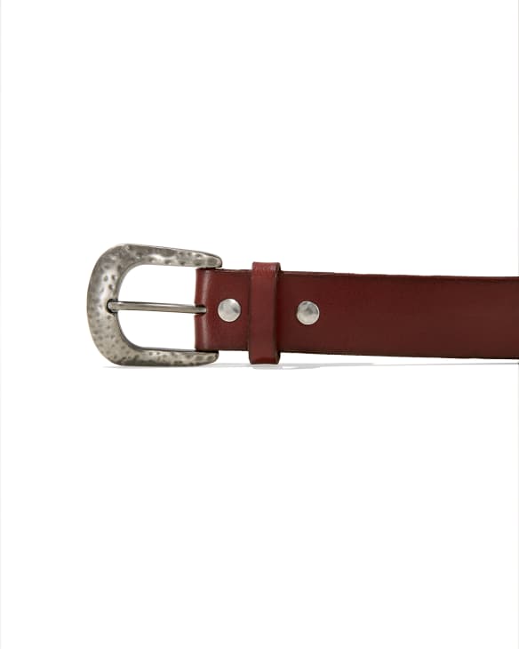 Hammered Buckle Belt in Cognac Leather