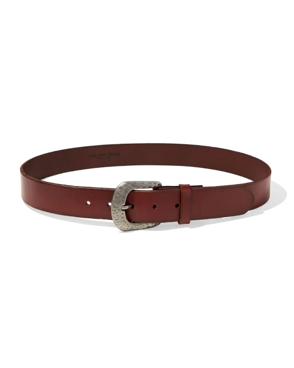 Hammered Buckle Belt in Cognac Leather