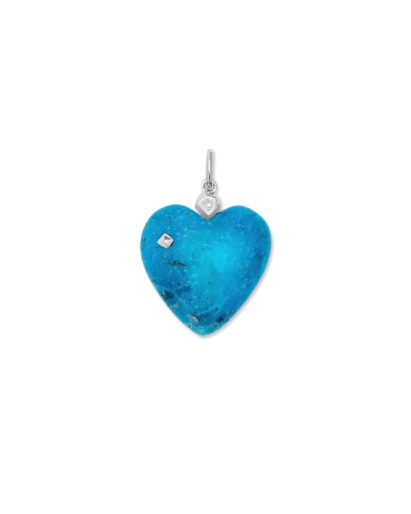 Angie Genuine Turquoise Carved Heart Charm in Sterling Silver