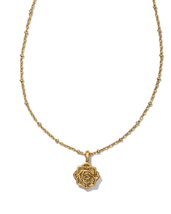 Ansel Rose Short Pendant Necklace in Vintage Gold