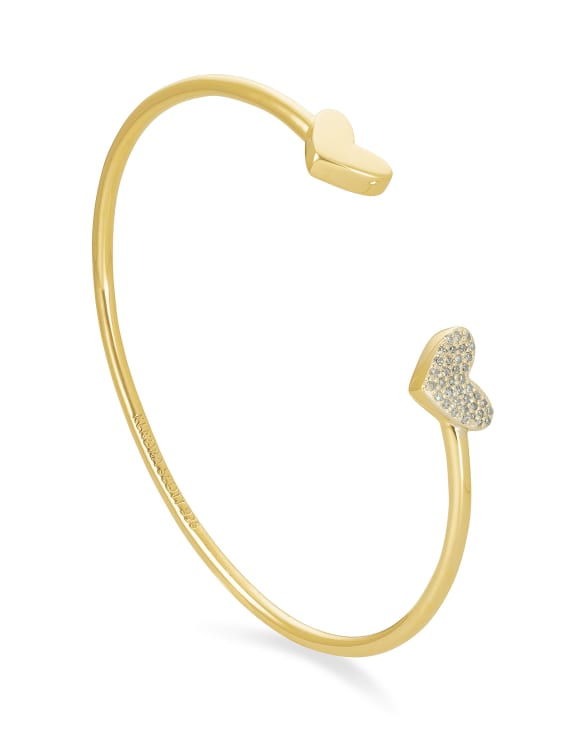 Ari Heart 18k Gold Vermeil Cuff Bracelet in White Diamond