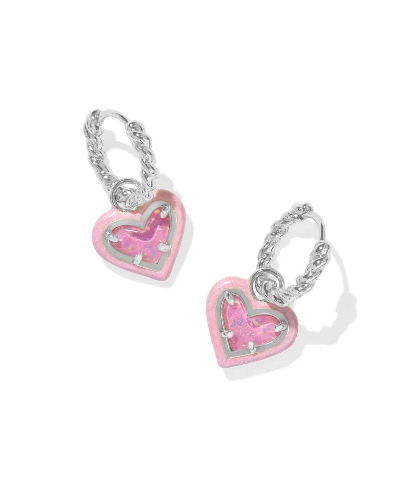 Ari Heart Enamel Frame Huggie Earrings