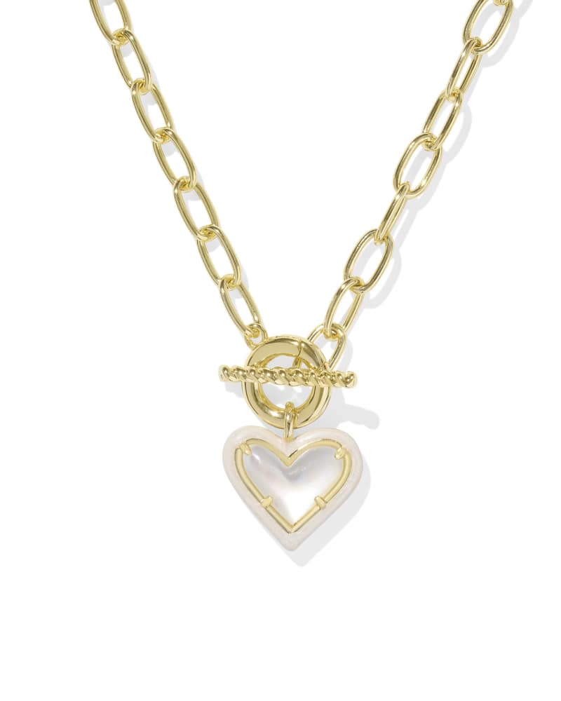 Ari Heart Enamel Frame Link and Chain Necklace