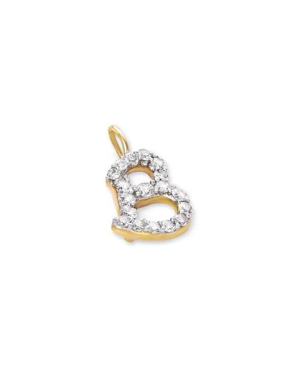 14k Yellow Gold Letter B Charm in White Diamond