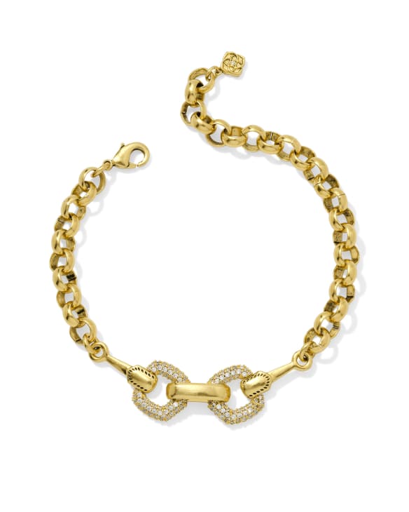 Beau Vintage Gold Pave Chain Bracelet in White CZ