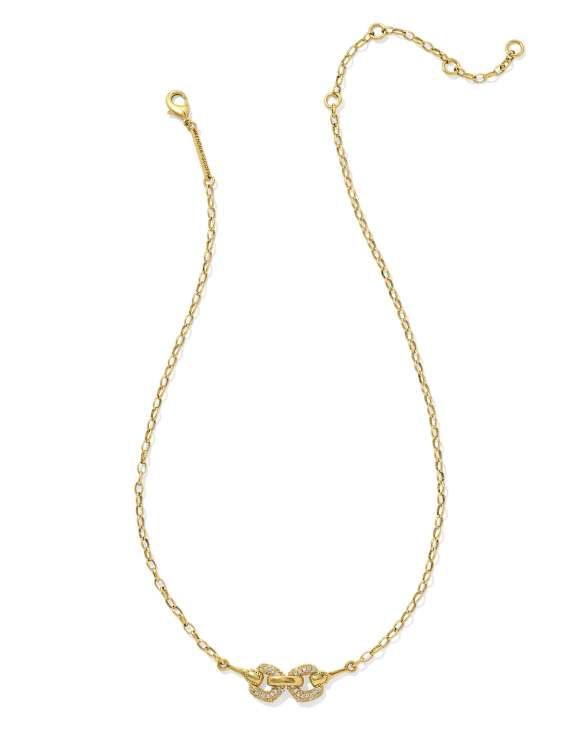 Beau Vintage Gold Pave Short Pendant Necklace in White CZ