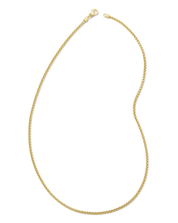 Beck 22" Thin Round Box Chain Necklace in 18k Gold Vermeil