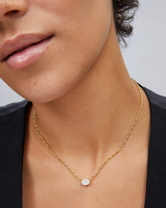 Cailin Gold Pendant Necklace in Ivory Mother-of-Pearl