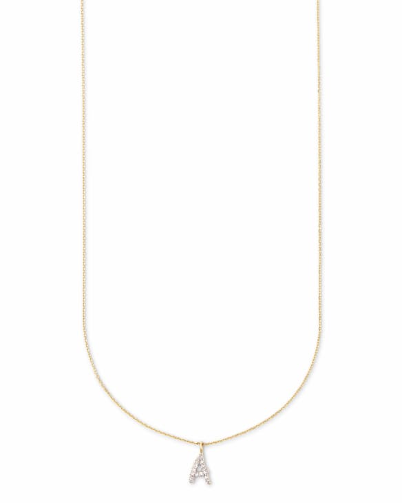 Diamond Letter A Pendant Necklace in 14k Yellow Gold