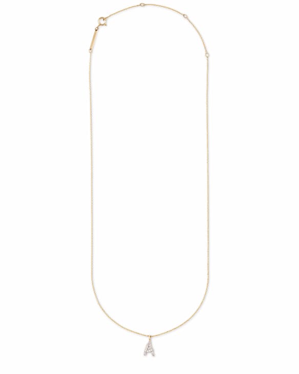 Diamond Letter A Pendant Necklace in 14k Yellow Gold