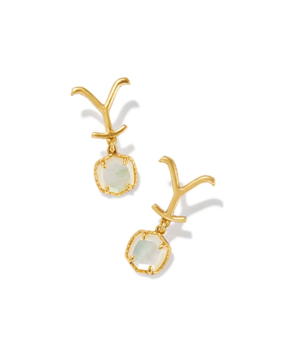 Yellow Rose by Kendra Scott x Yellowstone™ Vintage Gold Dutton Drop Earrings in Ivory Mother-of-Pearl