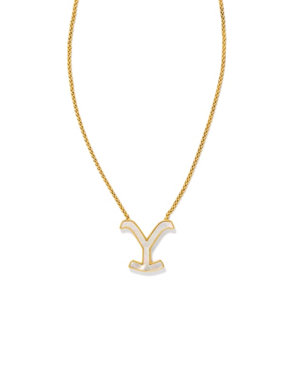 Yellow Rose by Kendra Scott x Yellowstone™ Vintage Gold Dutton Pendant Necklace in Ivory Mother-of-Pearl