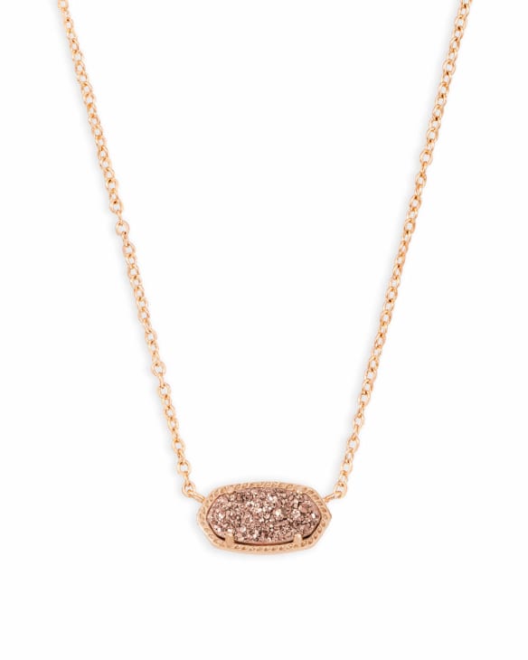 Elisa Rose Gold Pendant Necklace in Iridescent Drusy