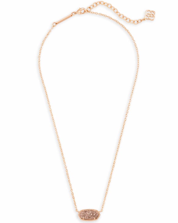 Elisa Rose Gold Pendant Necklace in Iridescent Drusy