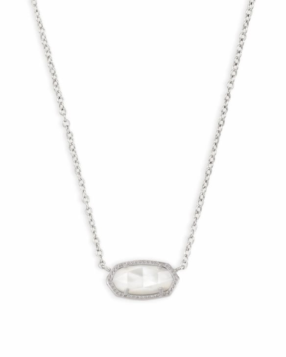 Elisa Silver Pendant Necklace in Ivory Mother-of-Pearl