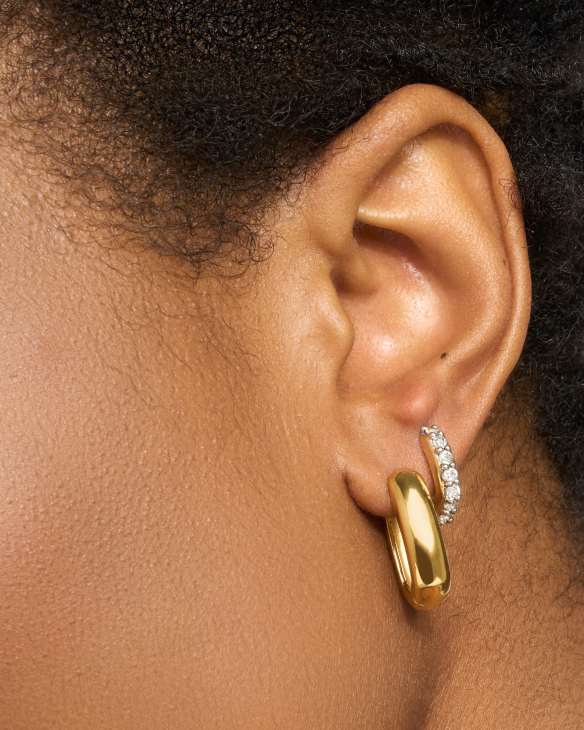 Ellen Wide Huggie Earrings in 18k Gold Vermeil