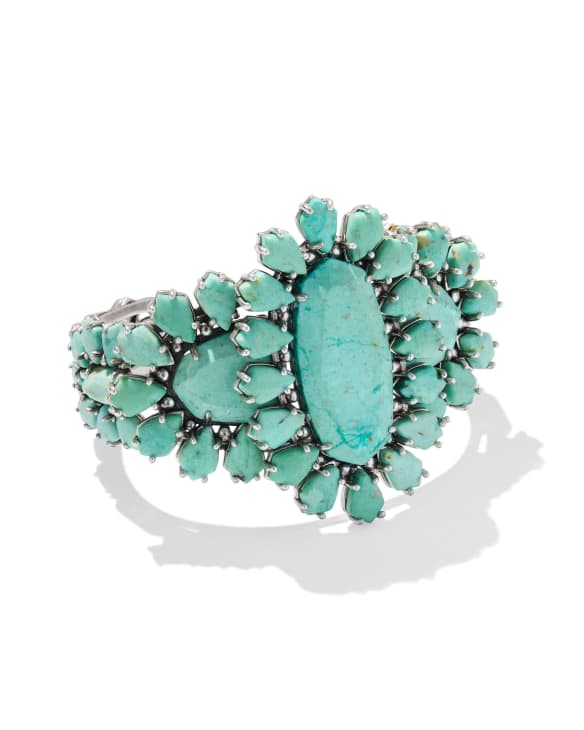 Flynn Vintage Silver Statement Cuff Bracelet in Sea Green Chrysocolla