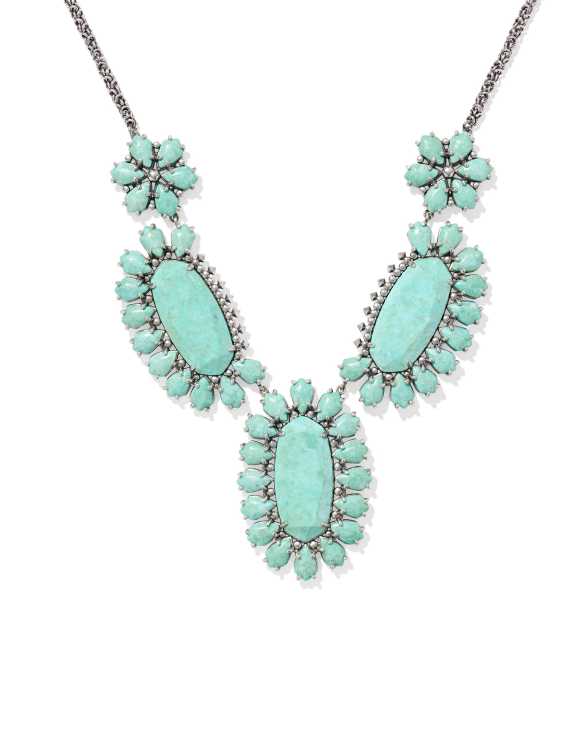 Flynn Vintage Silver Statement Necklace in Sea Green Chrysocolla