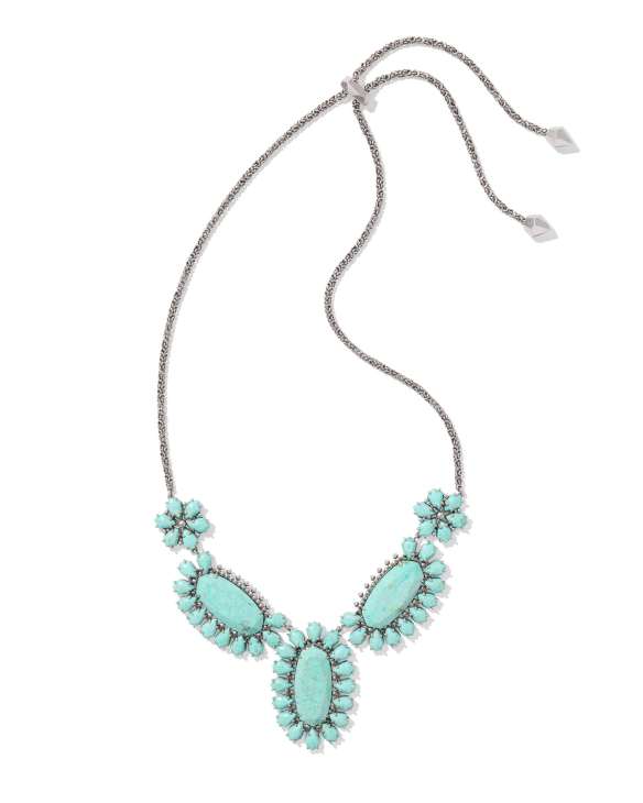 Flynn Vintage Silver Statement Necklace in Sea Green Chrysocolla