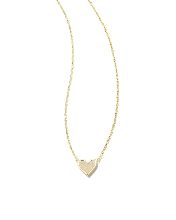 Framed Ari Heart Gold Short Pendant Necklace in Iridescent Drusy