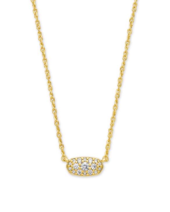 Grayson Gold Pendant Necklace in White CZ