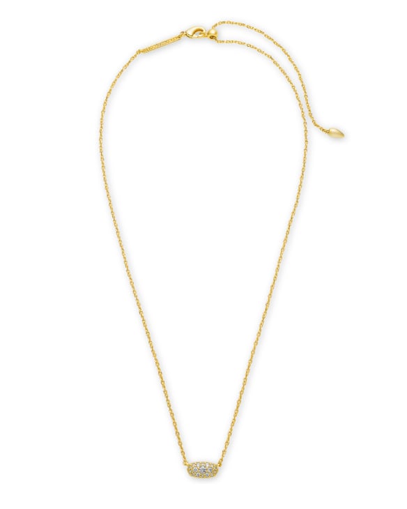 Grayson Gold Pendant Necklace in White CZ