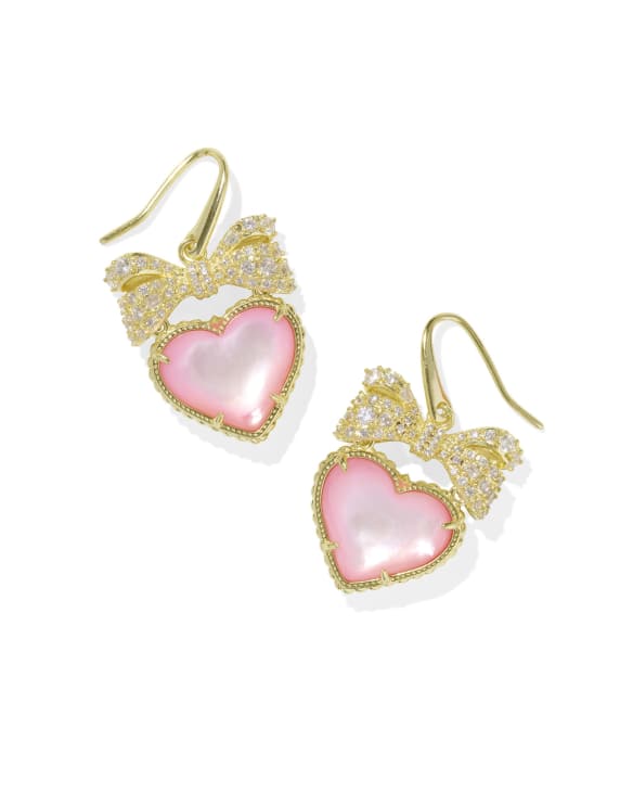 Haisley Heart Gold Drop Earrings in Blush Ivory Mother-of-Pearl