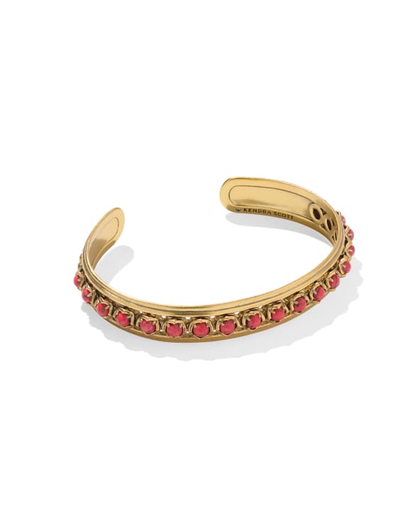 Ida Vintage Gold Cuff Bracelet in Bronze Veined Red Magnesite