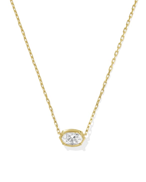 Lab Grown White Diamond Custom Elisa Pendant Necklace in 14k Yellow Gold