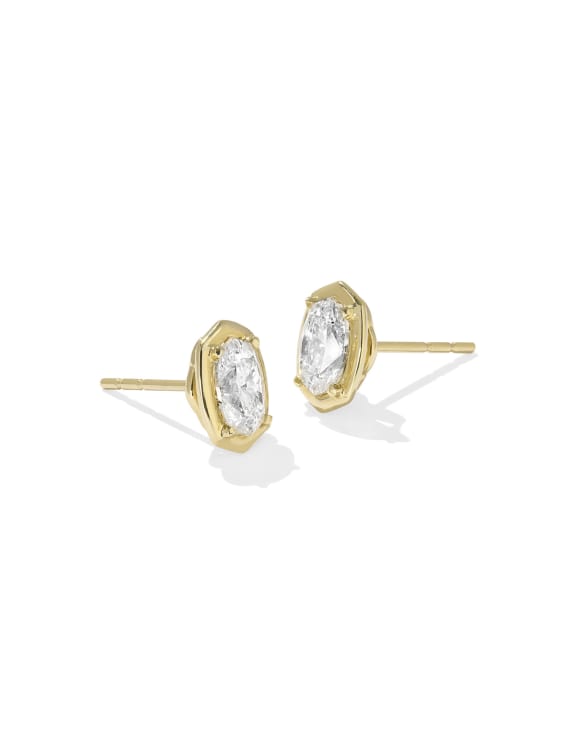 Lab Grown White Diamond Custom Elisa Stud Earrings in 14k Yellow Gold