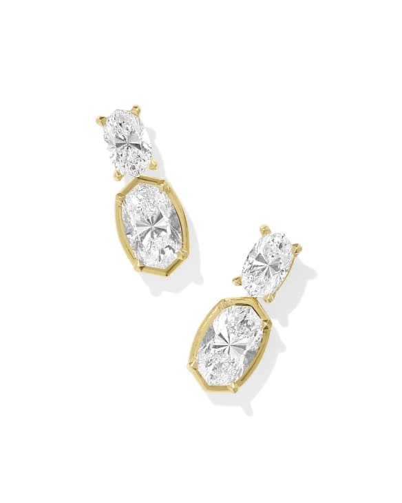 Lab Grown White Diamond Custom Elisa Drop Earrings in 14k Yellow Gold