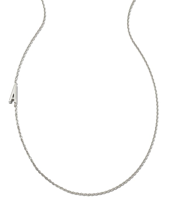 Letter A Inline Initial Necklace in Sterling Silver