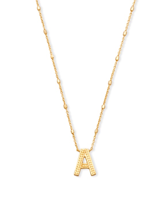 Letter A Pendant Necklace in Gold