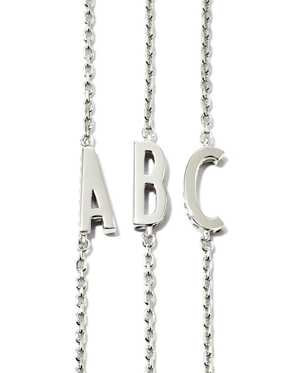 Letter A Inline Initial Necklace in Sterling Silver