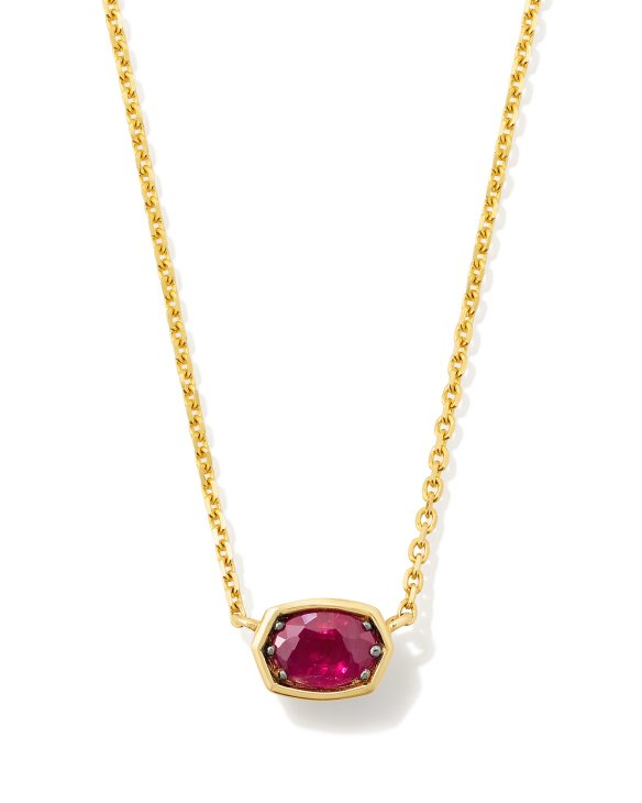 Marisa 14k Yellow Gold Oval Solitaire Pendant Necklace in Ruby