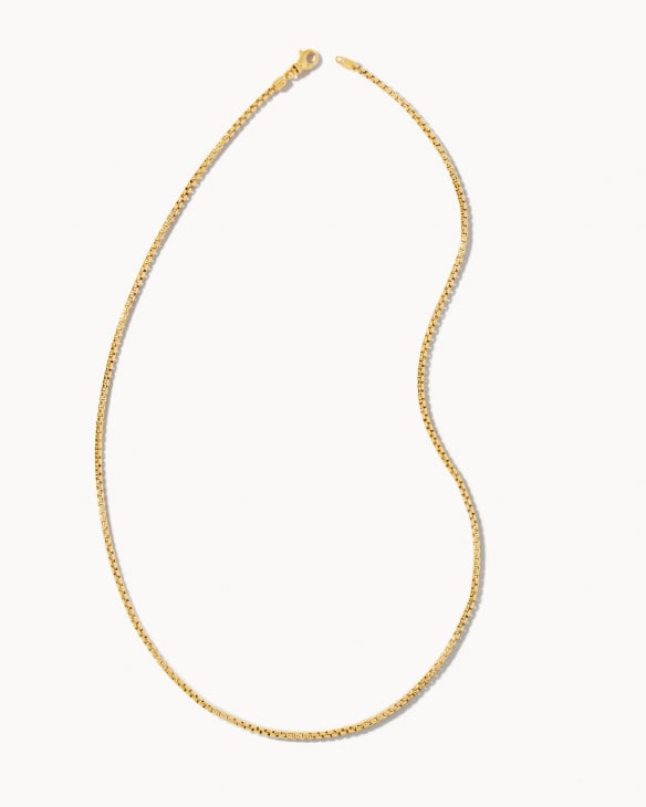 Beck 24" Thin Round Box Chain Necklace in 18k Gold Vermeil