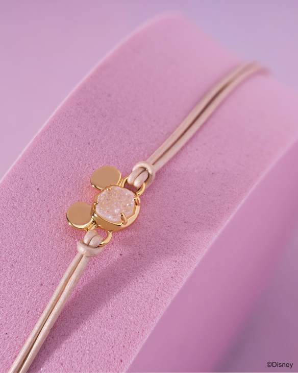 Disney | Kendra Scott Gold Mickey Mouse Corded Bracelet in Iridescent Drusy