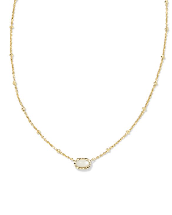 Mini Elisa Gold Satellite Short Pendant Necklace in Ivory Mother-of-Pearl