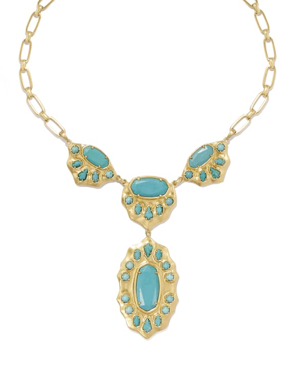 Yellow Rose by Kendra Scott x Yellowstone™ Vintage Gold Montana Statement Necklace in Variegated Turquoise Magnesite