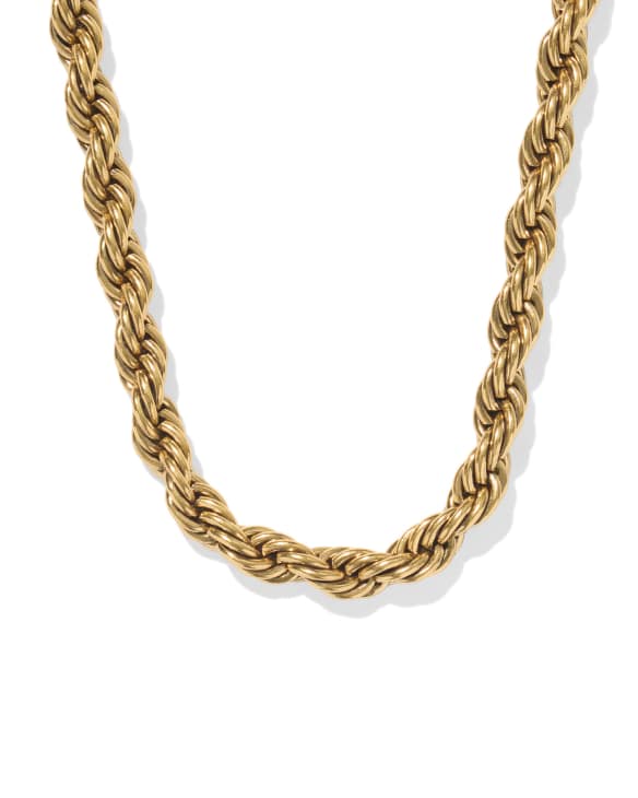 Noble Rope Link and Chain Necklace in Vintage Gold