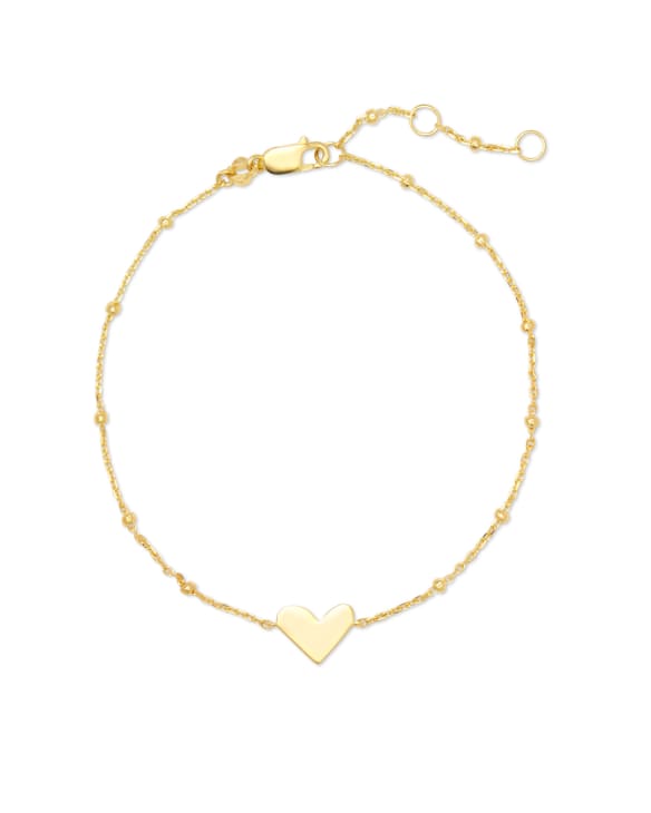 Ari Heart Delicate Chain Bracelet in 18k Yellow Gold Vermeil