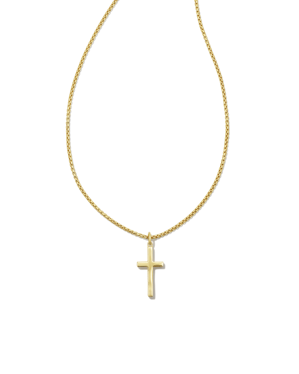 Small Cross Charm Necklace in 18k Gold Vermeil